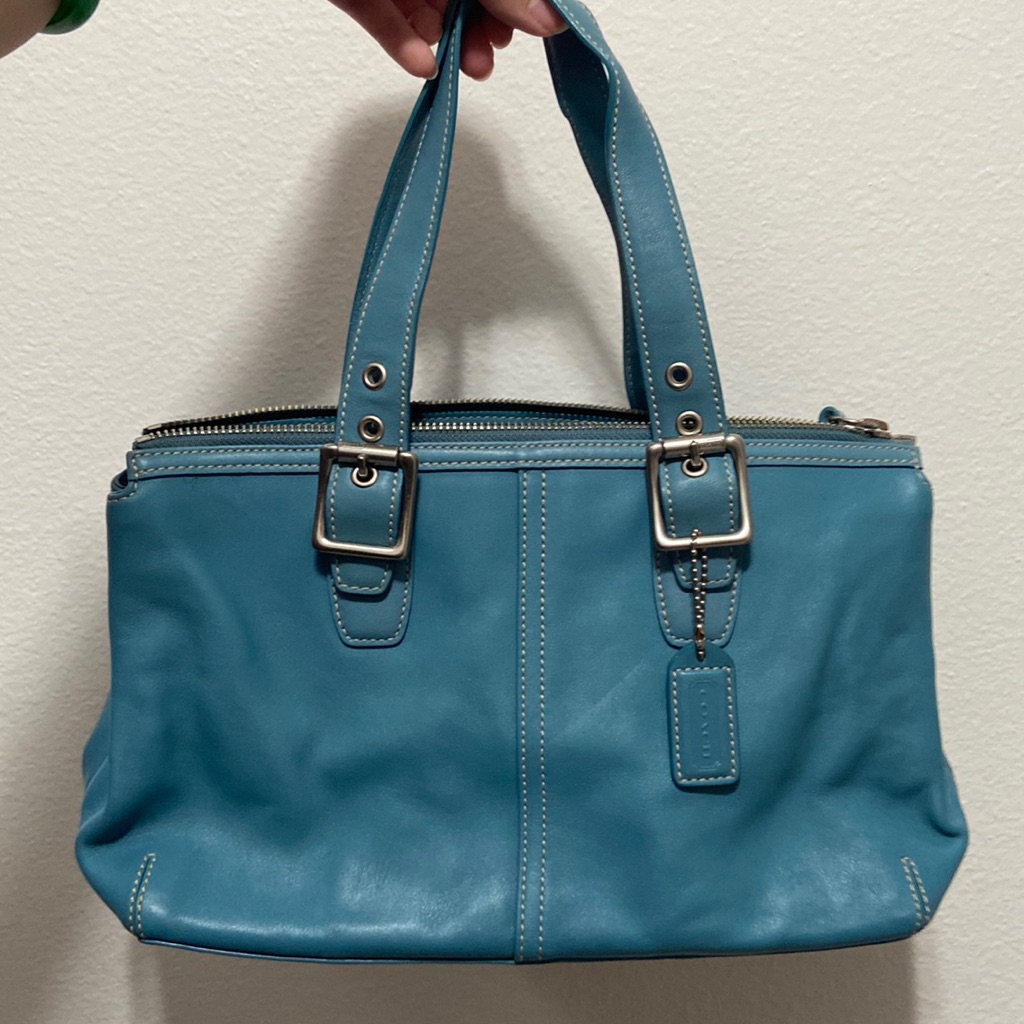 Vintage Coach (2005) Satchel 9545 Purse In Teal Leather